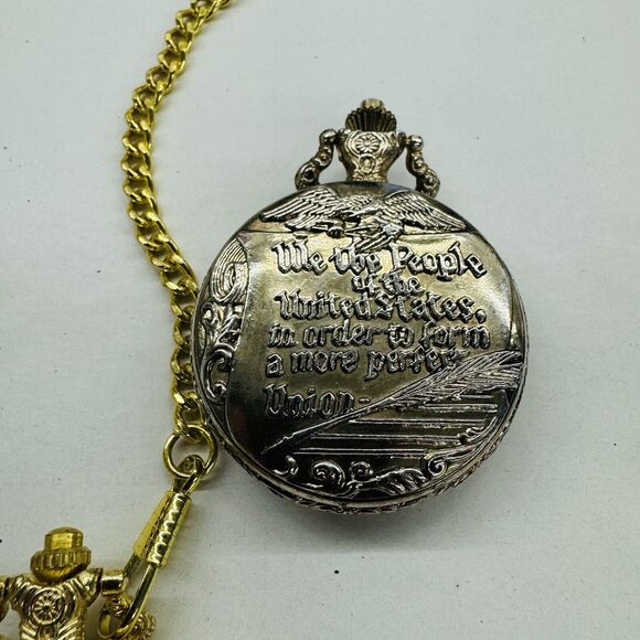 Pocket Watches Gold Tone American Patriotic Eagle Lot of 4 Untested Parts Repair - Picture 9 of 10
